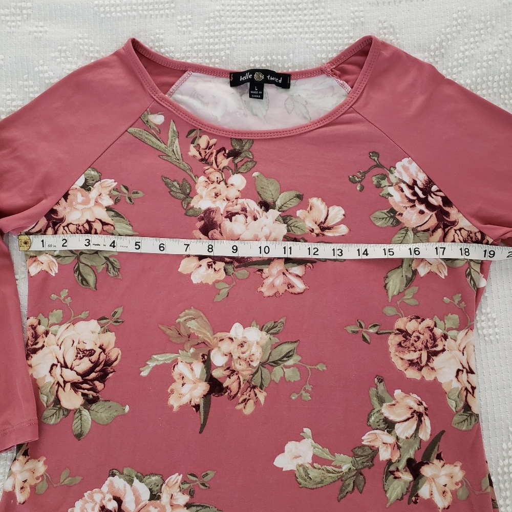 DONATING SOON Rose Mauve Floral Baseball Tee - Picture 3 of 5